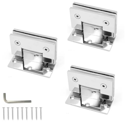 Set di 3 cerniere per porta in vetro, cerniere di alta qualità per porte in vetro in acciaio inox 304 con angolo di apertura a 90°, spessore 5 mm e fissaggio a 3 punti per vetro da 8 a 12 mm