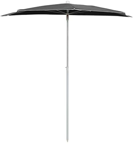 Frdhee Parasol de balcon, demi-parasol avec mât, 180 x 90 cm, anthracite, pour jardin, terrasse, arrière-cour et piscine