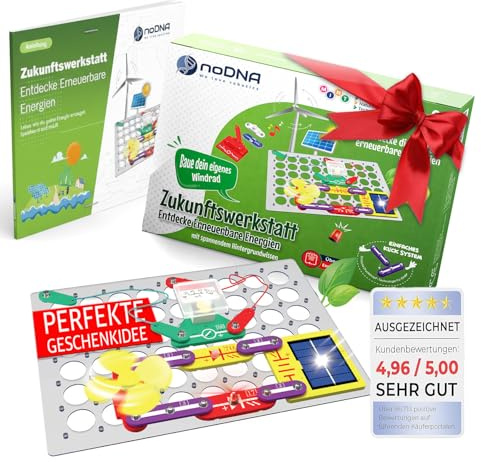 noDNA Kit de construction électronique pour enfants à partir de 8 ans - Atelier d'énergies renouvelables - Kit d'expérimentation pour enfants à partir de 8 ans - Kit de construction électrique