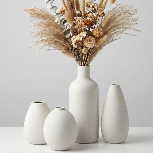 Ceramic Vase Set of 4 White Minimalist Flower Vases Ceramic Vase for Decor