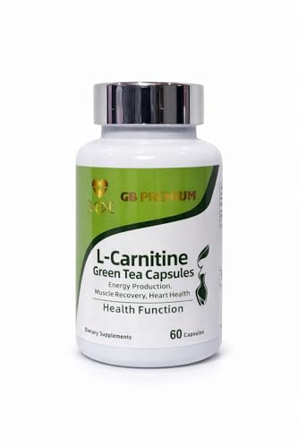 GB Premium L-Carnitine Green Tea Capsules, L-Carnitine with Green Tea Extract, High Strength Dietary Supplement, 60 Capsules