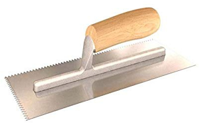 Bon 87-165 11-Inch by 4-1/2-Inch V Notched Trowel with 3/16-Inch Width, 1/4-Inch Depth and 1/2-Inch Spacing Wood Handle