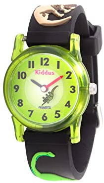 Kiddus Orologio Analogico. Per Bambini 5-10 Anni. Didattico, da Polso per Bambino, Facilità di Lettura dell’Ora. Primo Orologio Bambino. Dino
