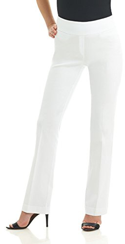 Rekucci Womens Ease into Comfort Boot Cut Trouser (8, White)