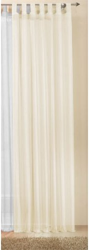 Tenda con passanti, in voile, trasparente, tinta unita, molti colori attraenti, dimensioni speciali, 225 x 140 cm (A x L), colore: Crema