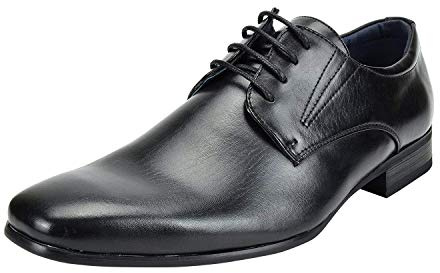 Bruno Marc klassiska moderna formella derbys snörning klänningsskor Gordon-03, - Svart - 7.5 UK