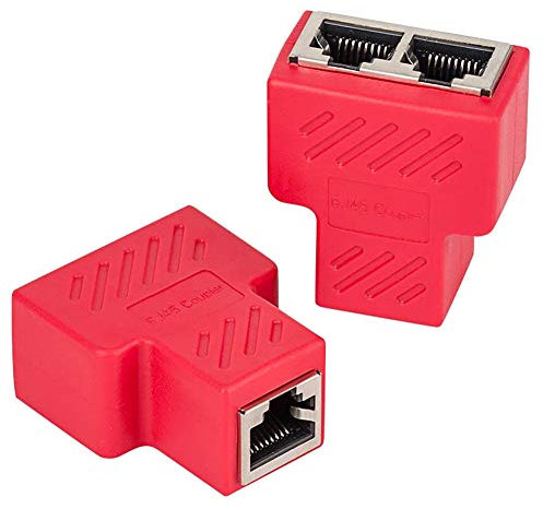 VANDESAIL 2 Pack LAN Splitter Verteiler, LAN Splitter 1 Auf 2, RJ45 Splitter LAN Switch 2Port, Ethernet Splitter Netzwerk Verlängerungen Adapter, LAN Kabel Splitter für Cat5e Cat6 Cat7 Cat8 Kabel