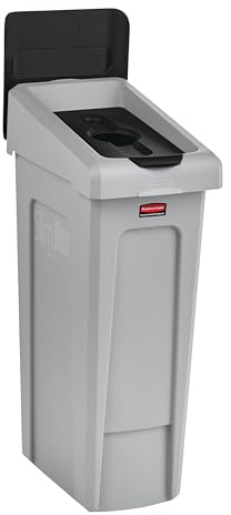 Rubbermaid Commercial Products Slim Jim Recycling Station Black Bottles/Cans Lid 2007893