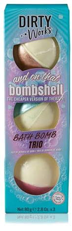 Dirty Works Trio Bath Bombs Gift Set - 3 Colourful Fizzers | Bath bomb gift set with 3 colourful fizzers - vegan pamper soak for women