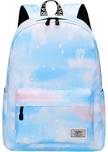 Lohol Leichter Schulrucksack für Jungen, Kinder-Schulranzen-Rucksack mit Galaxie Aufdruck (Hellblau)