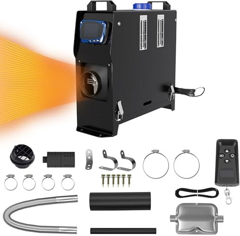 NAIZY Riscaldatore Diesel 12V 8KW Riscaldatore Diesel da Parcheggio con Display LCD e Telecomando e Maniglia Interruttore Riscaldatore Aria Diesel per Auto Camion Camper Bus (Tipo A, Nero)