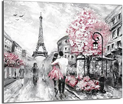 DarHaus Plaque de recouvrement, 60 x 52 cm, en verre, pour cuisinières électrique, à induction, convient comme décoration, protection anti-éclaboussures ou planche à découper, Paris Rose