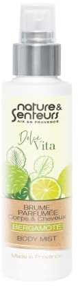 NATURE & SENTEURS - Brume Parfumée Dolce Vita d'Italie 100ml - Notes de Bergamote, Citron et Musc - Hydratation pour Corps et Cheveux - Convient à Tous Types de Peaux et Cheveux - Fabriquée en France