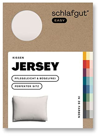 schlafgut Easy Mako-Jersey Kissenbezug 70x90 cm Sand Deep (Braun) – 100% Baumwolle Kopfkissenbezug Bügelfrei mit Ton-in-Ton Reißverschluss – Made in Green by Oeko-TEX