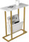Yusong Small Narrow Side Table for Small Spaces, Slim End Table Magazine Table Nightstand with Storage Holder, Accent Skinny Snack Couch Bedside Table,Gold