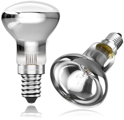 Lamptobe Lámpara de Lava 25W E14 R39, Bombilla Reflectora Regulable Luz Cálida 2400K-2600K, Rosca Pequeña Edison SES 360° para Lámparas de Lava Reflector 240V (Paquete de 2 Unidades)