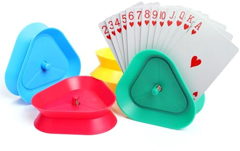 4 Stück Spielkartenhalter, Spielkartenständer, Dreieckiger stehender Kartenhalter für Spiele, Unterstützt Verschiedene Kartengrößen, Geeignet für Personen, die gerne Karten Spielen.
