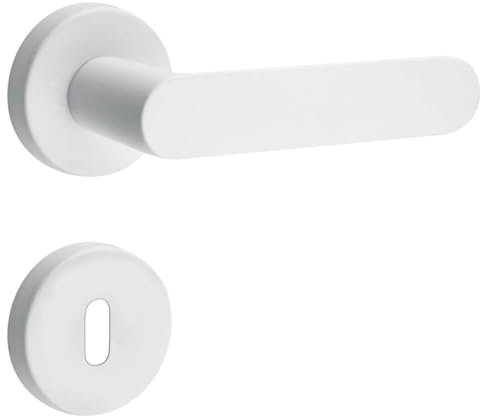 Gedotec Drückergarnitur Aluminium | 1 Set | Türbeschlag Weiß Matt | BB - Buntbart | SHAPE | Türbeschlag inkl. Befestigungsmaterial | Türdrückergarnitur rostfrei | Türklinke Zimmertüren | Türgriff