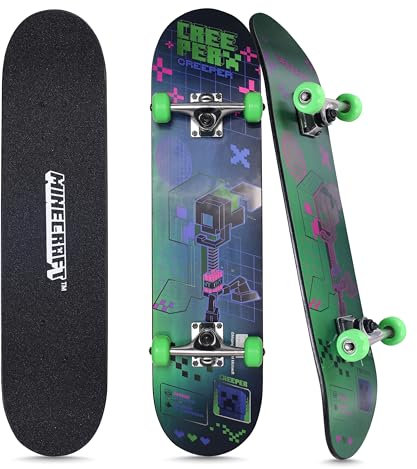 Minecraft - 78,7 cm Lentikular-Skateboard mit Pro Trucks, Full Grip Tape, 9-lagiges Ahorndeck, ideal für alle Erfahrungsstufen