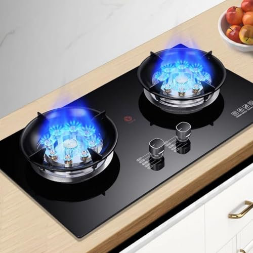 Cuisinière À Gaz Intégrée En Acier Inoxydable De 73 Cm, Cuisinière À Gaz À 2 Brûleurs 5,2 KW, Minuterie Indépendante Double Face, Dispositif De Protection Contre Les Extinctions Accidentelles(LPG)