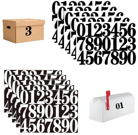 WWYSSZ 10 Feuilles Chiffre Autocollant Noir et Blanc 75 mm, 0-9 Chiffre Auto-adhésifs en Vinyle Imperméable, Grandes Stickers Numero, pour Boîte aux Lettres, Porte, Maison, Enseignes,Fenêtre,Voitures