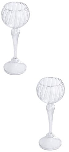 RORPOIR 2pcs Glass Goblet Candlestick European Design Handmade Candle Holder for Home and Restaurant
