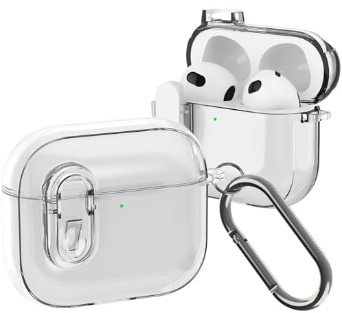 Ysnzaq Compatible with AirPods 4 2024 Case, Clear TPU Anti-drop with [Secure Lock] [Wireless Charging] [Keychain] Headphone Case for AirPods 4th Generation.BJ Clear