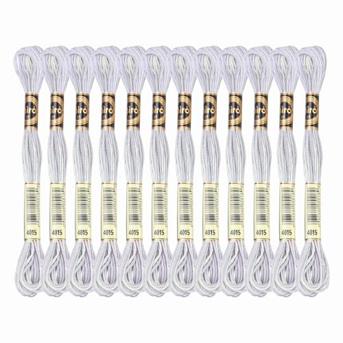PATIKIL 12 Madejas De Hilo Para Bordar, Hilos De Bordado De Poliéster Para Pulseras De Cuerda Para Bordado A Mano Y Punto De Cruz, Gris Claro