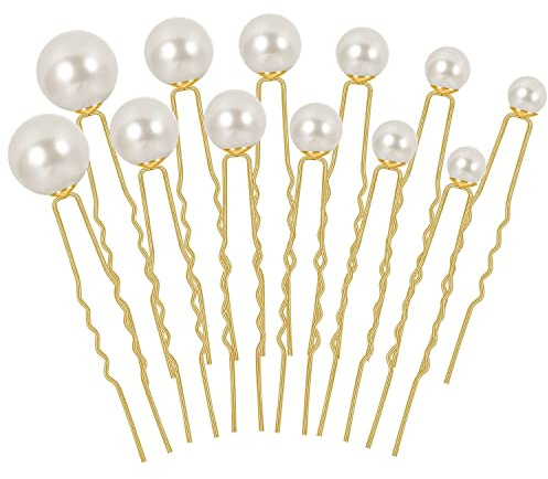 Horquillas de perlas en forma de U, accesorios para el cabello nupcial, accesorios para el pelo de perlas blancas para mujeres y niñas, para bodas, uso diario, fiestas, bailes (blanco-36 unidades)