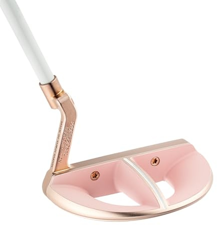 Honma Women’s Mallet Golf Putter – High MOI Forgiveness, CNC Milled Face, Full Carbon Shaft, Soft Tour Feel, Sakura Pink, Gift Box with Headcover, Right Handed, 33