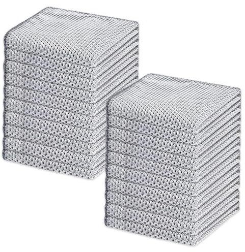 JEYORZY 20 Piezas Estropajo Aluminio,Estropajo Cocina,Paños de Cocina Metálicos,Paños de Limpieza Reutilizables Estropajos Cocina, para Lavar Platos Húmedos y Secos (Doble Capa)