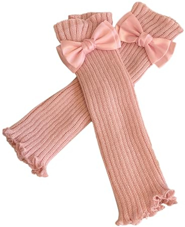 Oxxggkao 1 paio di scaldamuscoli con fiocco per bambini lavorati a maglia calzini alla moda allentati maniche per gambe alla moda per uso quotidiano bambini sciolti, C, S