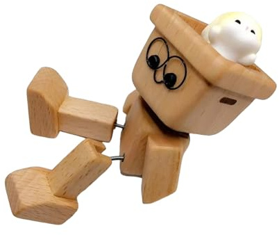 THINCAN Muñeca de madera hecha a mano para coche con eslabón oscilante