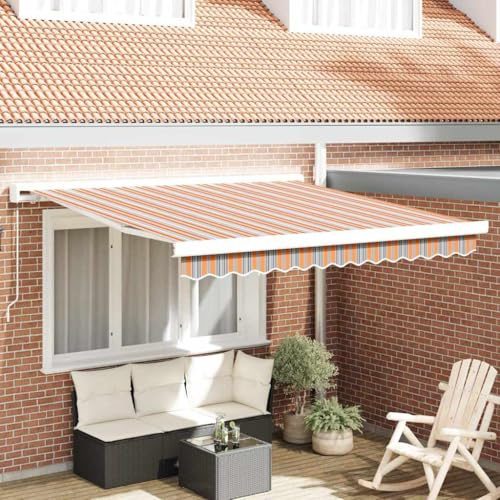 QJBSAVVA Braccio articolato multicolore, 300 x 250 cm, in tessuto e metallo, retrattile, robusto, design moderno, per balcone, terrazza e giardino