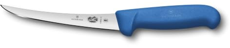 Victorinox Fibrox Ausbeinmesser, Scharfes Küchenmesser für Fleisch und Fisch, 15 cm, Gebogene Klinge, Schmal, HACCP Farbgriff, Rutschfest, Blau