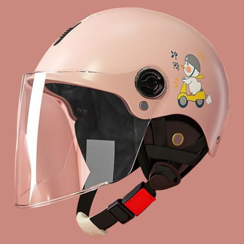 Casco De Moto Abierto para Niños Y Niñas De 4 A 12 Años, Homologado Según ECE 22.06, con Visera Solar, Protección contra Impactos E,48-55cm