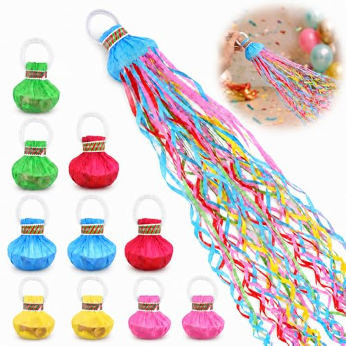 10 pezzi di tiro stelle filanti per compleanno, cannone gonfiabile a mano, bombe, per compleanni, matrimoni, Natale, carnevale, spettacoli