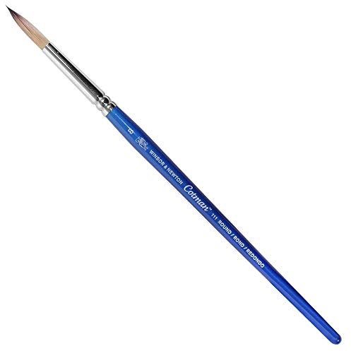 Winsor & Newton 5301008 Cotman Aquarell Synthetikhaar Pinsel - Serie 111 - Rundpinsel, kurzer Stiel mit exzellenter Sprungkraft, Farbtragekraft und Punktgenauigkeit - Nr. 8 - 4,9 mm, Transparent