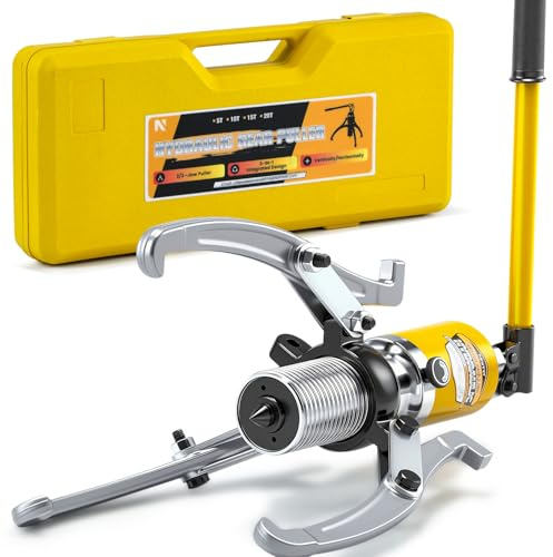 NEWTRY 10 Ton Hydraulic Gear Puller Kit, Wheel Bearing Pulling Separator, 3 Jaw Puller, Vertically & Horizontally, w/Case, Heavy Duty Mechanical Repair