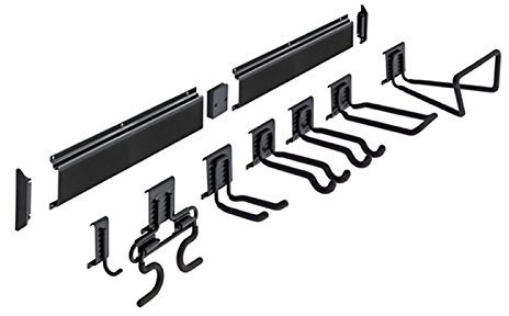 Velano - 9-tlg. Satz Gerätehalter Set, Hakenset, Garagen haken, Werkzeughalter mit Rahmenschutz, Gummiert - zur Aufbewahrung von Gartentools, Sportgeräten und Elektrowerkzeugen - Goliat SGK