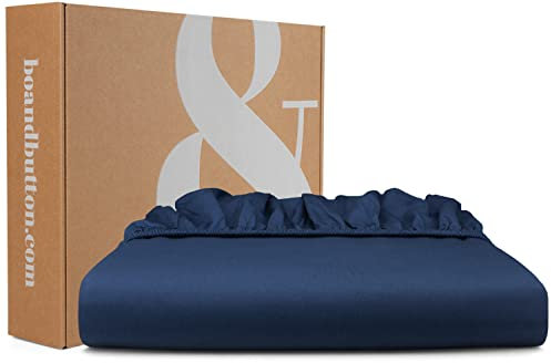 bo&button® Mako Satin Spannbettlaken | Echte Bio Luxusqualität | ALLE GRÖßEN für Matratzen & Boxspringbett Topper | 100% Baumwolle, GOTS & Fairtrade | 200x200 cm, 30 cm Höhe, Navy Blau