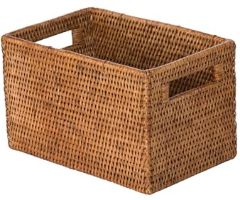 KOUBOO La Jolla Rattan Shelf Handles, Small, Honey-Brown Storage Basket,