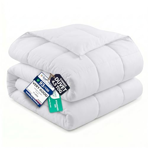 Utopia Bedding Single Duvet – 4.5 Tog Lightweight Coverless Duvet, Soft Breathable Microfiber with Box Stitching – Ideal for Summer and All Seasons, 135x200 cm (White, Pack of 14)