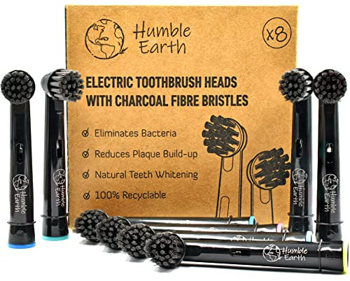 Humble Earth - Testine riciclabili compatibili con spazzolino elettrico Oral-B con setole di carbone (confezione da 8)