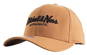Mitchell & Ness Classic Red Pinscript Snapback, Tan/Black