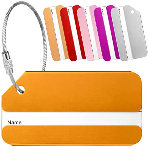 Vecibel 6 Stück Kofferanhänger mit Adressschild - Aluminium Gepäckanhänger Namensschild,zum schnellen Auffinden von Reisetaschen und Koffern, XLP1339