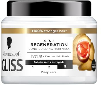 Schwarzkopf Gliss Mascarilla Total Repair para cabello seco, 400 ml, Gama reparación