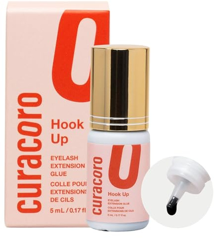 Curacoro colle à cils professionnelle– Adhésif extra-fort pour usage en salon,noir & transparent, séchage 0,5-3 sec, 5ml, tenue 7-8 semaines – réservé aux technicien(ne) s certifié(e) s