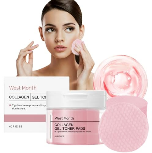 ISBEAUSOLS Collagen Gel Toner Pads - Toner Pads Korean Skincare - Face Cleansing pads with Vitamin C & E - Pore Minimizer & Face Wipes with Toner - Face Pad for Deeply Hydrating & Firming