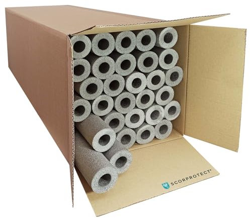 Scorprotect® voller Karton PE Rohrisolierung grau, angeschlitzt 30 Meter (Grau, 22 x 13 mm x 1 Meter)